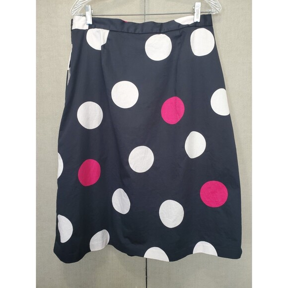TALBOTS Cotton Blend Pleated Polka Dot Lined A-Line Skirt Size 12 Pocket - Picture 2 of 5